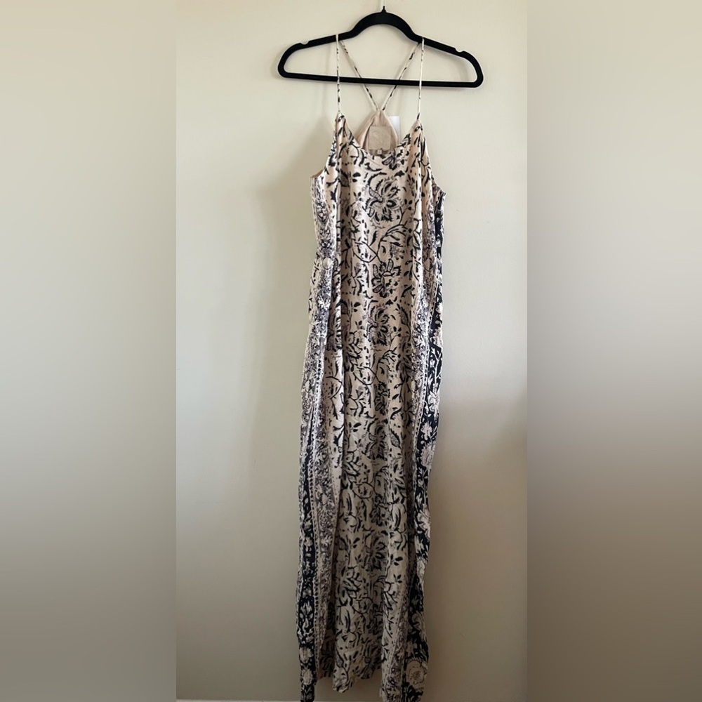 New! Chaser Silk Cream and Black Maxi Dress